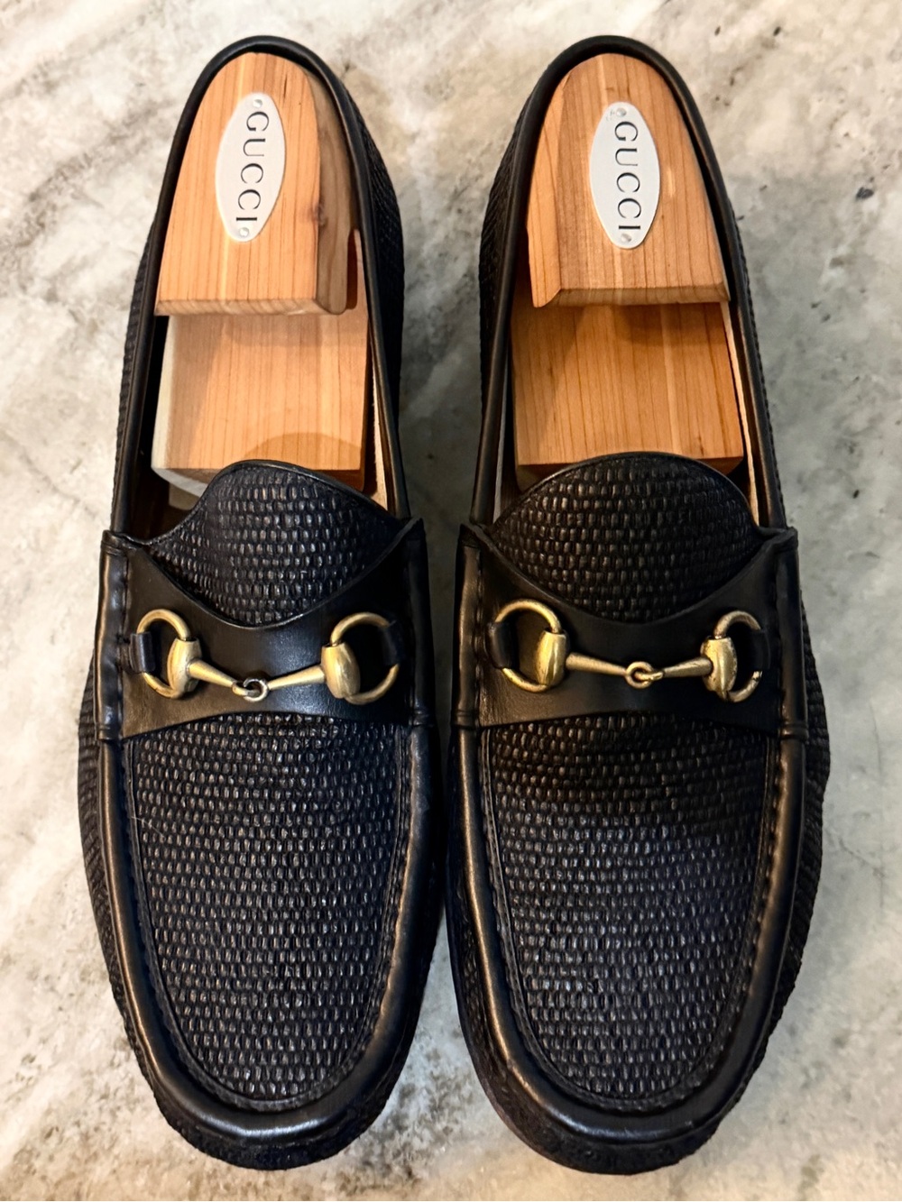 GUCCI 1953 Black Raffia Leather Trim Horsebit Loafer US 10.5 Gucci 10 Jordaan